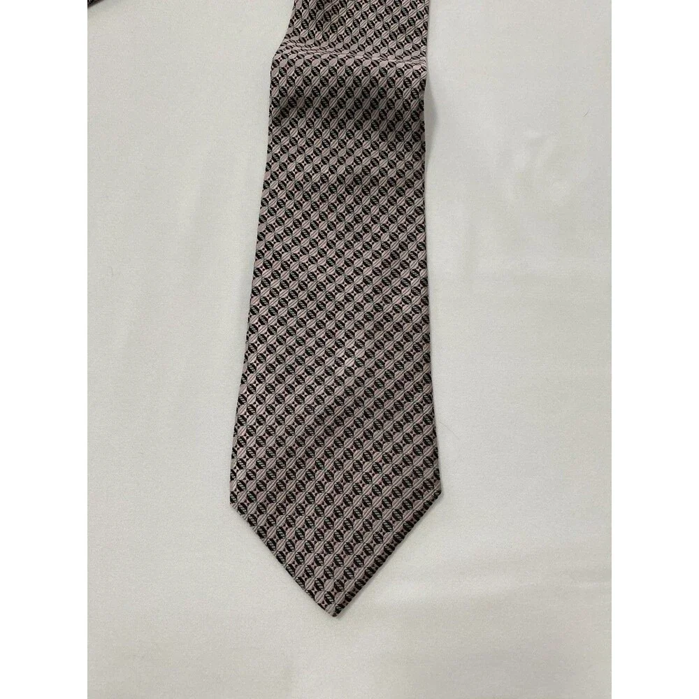Pronto Uomo 100% Silk Tie Dusty Rose Pink Geometric Diamond Abstract
